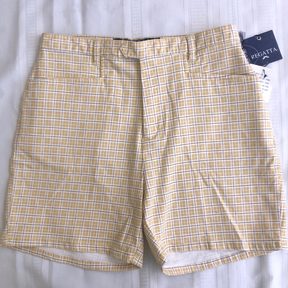Vintage 90s shorts high rise Mom style yellow plaid NWT women’s size 12